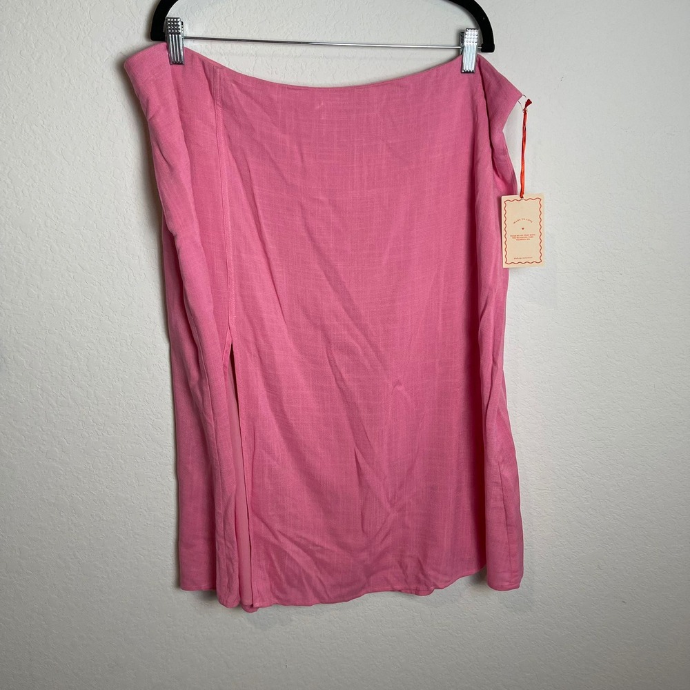 Lovefool Pink Mini Skirt Lined Slit Rayon Blend Casual 2X